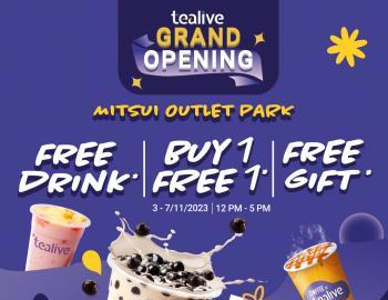 Tealive Mitsui Outlet Park Opening Promotion (3 November 2023 - 7 November 2023)