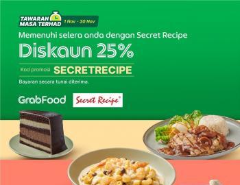 Secret Recipe 25% OFF Promotion on GrabFood (01 Nov 2023 - 30 Nov 2023)