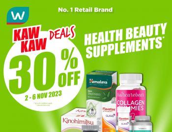 Watsons Health Beauty Supplements 30% OFF Promotion from 2 November 2023 until 6 November 2023