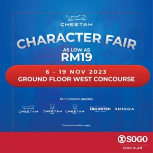 SOGO Shah Alam Cheetah Character Fair from 6 Nov 2023 until 19 Nov 2023