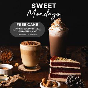 Sweet Mondays at San Francisco Coffee: Get a FREE Cake When You Buy 2 Large-Sized Peace. Love. Coffee. Drinks!