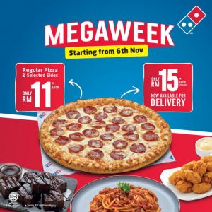 Domino's Megaweek Promotion Regular Pizza from only RM11 (6 Nov 2023 onwards)