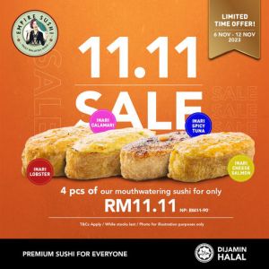 Empire Sushi 11.11 Sale from 6 Nov 2023 until 12 Nov 2023: 4 Sushi for Only RM11.11!