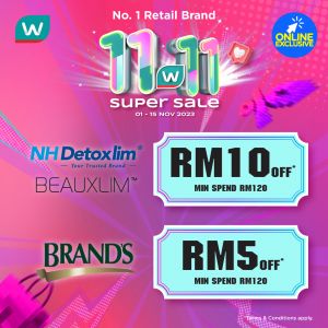 Watsons 11.11 Sale Jaw-Dropping Deals Up To RM330 Instant OFF (1 Nov 2023 - 15 Nov 2023)