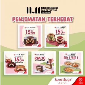 Secret Recipe Lazada 11.11 Sale: Indulge in Culinary Delights at Unbelievable Prices from 11 Nov 2023 until 13 Nov 2023