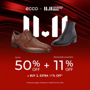 ECCO Lazada 11.11 Sale 2023: Step into Unbelievable Savings with Up to 50% OFF + Extra 11% Discount from 11 Nov 2023 until 13 Nov 2023