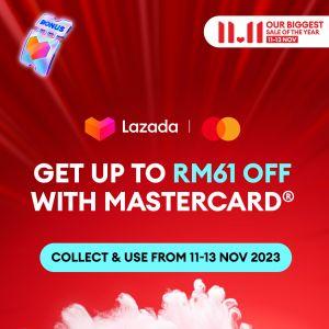 Lazada 11.11 Sale 2023: Up To RM61 OFF with Mastercard from 11 Nov 2023 until 13 Nov 2023