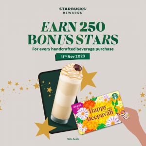 Starbucks 11.11 Sale on Shopee & Lazada: Get 250 Bonus STARS, RM11 Special Beverage, E-Vouchers as Low as RM1, and Thrilling Merchandise Offers