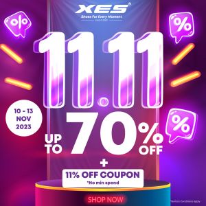 XES Shoes 11.11 Mega Sale: Up to 70% Off + Extra 11% Off Coupon from 10 Nov 2023 until 13 Nov 2023