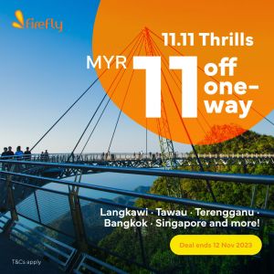 Firefly Airlines 11.11 Sale: Get MYR 11 Off One-Way Flights until 12 Nov 2023!
