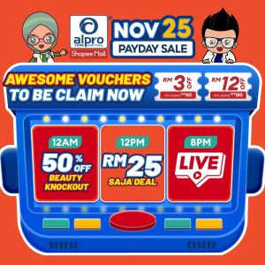 Alpro Pharmacy Shopee Nov 25 Payday Sale from 25 Nov 2023 until 27 Nov 2023