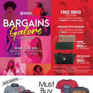 SOGO KL Bargains Galore Sale from 20 Nov 2023 until 3 Dec 2023