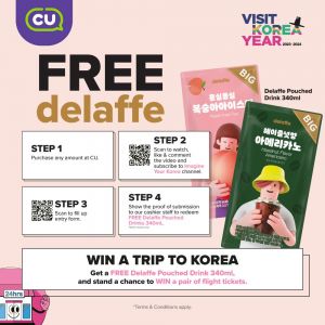 CU Get FREE Delaffe & Win a FREE Trip To Korea!