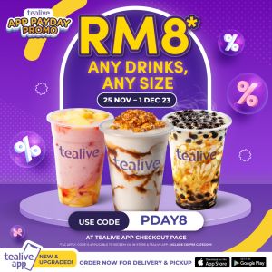 Tealive November 2023 Payday Promotion: Enjoy RM8 Tealive Drinks