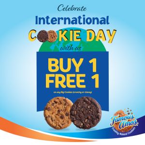 Famous Amos International Cookie Day 2023 Promotion: Buy 1 FREE 1 on Big Cookies