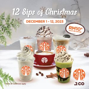 JCO Christmas Promotion: Beverages for RM10 (1 Dec 2023 - 12 Dec 2023)