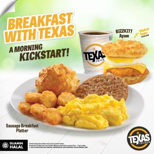 Texas Chicken Breakfast: Fuel Your Day with Sausage Breakfast Platter & Bizzkitt!