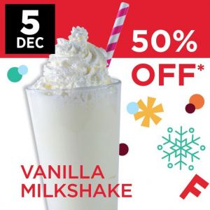 TGI Fridays 50% OFF Vanilla Milkshake Promotion (5 Dec 2023)