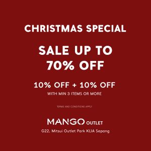Mango Christmas Sale 2023 at Mitsui Outlet Park: Up To 70% OFF (15 Dec 2023 - 17 Dec 2023)