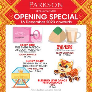 Parkson Summer Mall Opening Promotion (16 Dec 2023 - 17 Dec 2023)