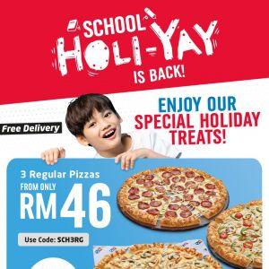 Domino's School Holiday 3 Regular Pizzas from only RM46 Promotion