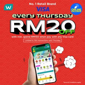 Watsons Online RM20 OFF Promotion with Visa Card (every Thursday)