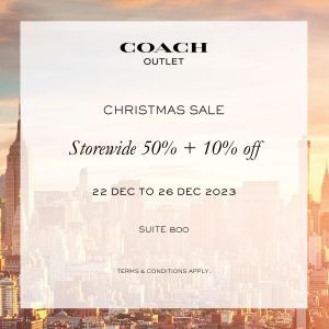 Coach Christmas Sale at Genting Highlands Premium Outlets: Storewide 50% OFF + 10% OFF (22 Dec 2023 - 26 Dec 2023)