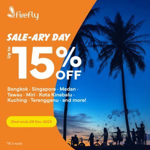 Firefly Payday Sale Up To 15% OFF Flights (until 29 Dec 2023)