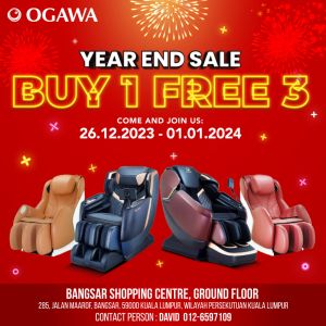 OGAWA Year End Sale Buy 1 FREE 3 at Bangsar Shopping Centre (26 Dec 2023 - 1 Jan 2024)