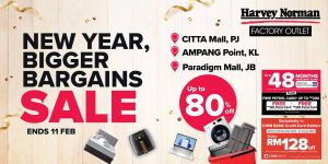 Harvey Norman Factory Outlet New Year 2024 Sale Up To 80% OFF (until 11 Feb 2024)