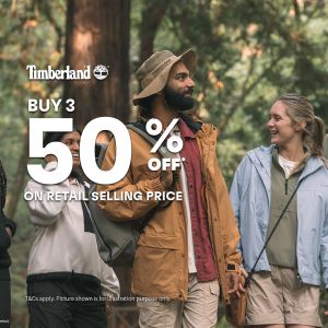 Timberland Special Sale at Johor Premium Outlets Buy 3 @ 50% OFF (1 Jan 2024 - 31 Jan 2024)