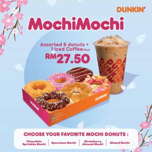 Dunkin' MochiMochi Combo: 6 Donuts + 1 Iced Coffee for RM27.50