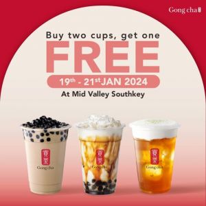 Gong Cha Mid Valley Southkey Grand Opening: Buy 2 Get 1 FREE Promotion