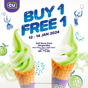CU Buy 1 FREE 1 Milkis Soft Serve (12 Jan 2024 - 14 Jan 2024)