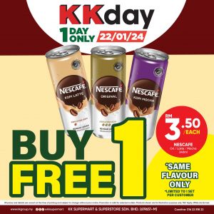 KK SUPER MART KK Day Buy 1 FREE 1 Nescafe Can (22 Jan 2024)