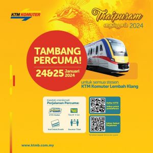 KTM Komuter FREE Travel Fare (24 Jan 2024 - 25 Jan 2024)