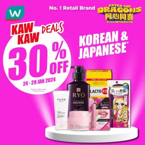 Watsons Korean & Japanese Beauty Products 30% OFF Promotion (24 Jan 2024 - 29 Jan 2024)