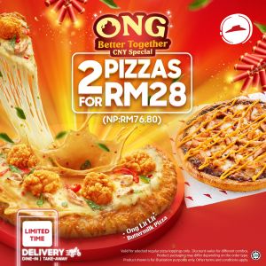 Pizza Hut CNY Promotion: Enjoy 2 Regular Pizzas for Only RM28!