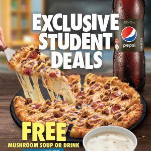 School's Out!  Domino's Student Deals: Pizzas + FREE Soup/Drink (9 Feb 2024 - 9 Mar 2024)