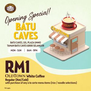 Grand Opening! OldTown White Coffee @ Plaza Umno, Batu Caves. RM1 Coffee Promo!