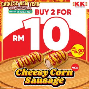KK Concept Store Cheesy Corn Sausages 2 for RM10 Promotion (12 Feb 2024 - 29 Feb 2024)