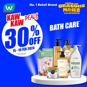 Watsons Bath Care 30% OFF Promotion (15 Feb 2024 - 19 Feb 2024)