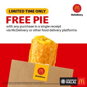 Enjoy a FREE Pie with McDelivery or Food Delivery Orders at McDonald's