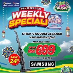 COURTS Weekly Promotion: Samsung Stick Vacuum Cleaner for RM699 (15 Feb 2024 - 21 Feb 2024)