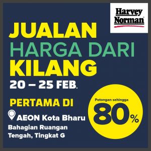 Score Epic Deals! Harvey Norman Warehouse Sale at AEON Kota Bharu - Up to 80% OFF (20-25 Feb 2024)