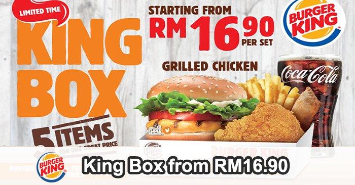 Burger King King Box Promotion starting from RM16.90 per set
