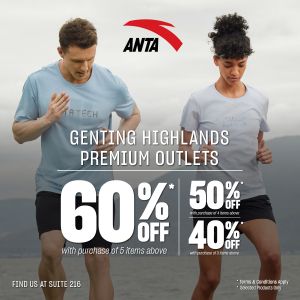 ANTA Sale at Genting Highlands Premium Outlets Up To 60% OFF (10-29 Feb 2024)