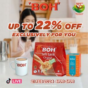 BOH Tea 22% OFF Promotion on TikTok (21 Feb 2024)