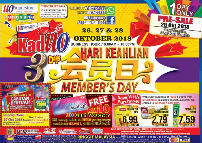 UO SuperStore Angsana Mall Ipoh Kad UO Members Day Promotion (25 October 2018 - 28 October 2018)