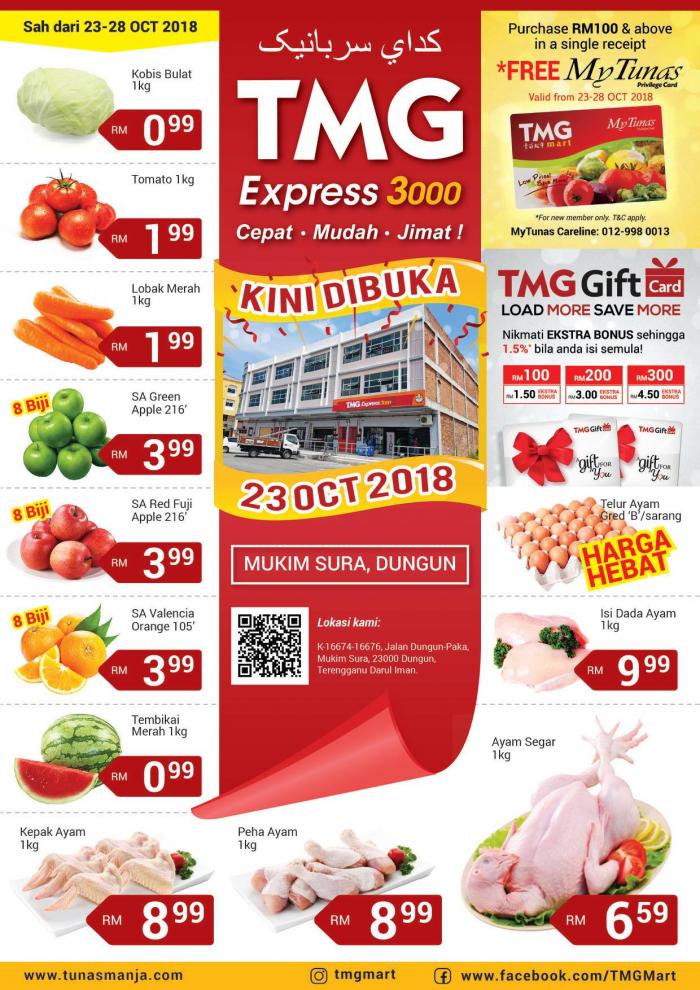TMG Express 3000 Mukim Sura Opening Promotion (23 October 2018 - 1 November 2018)